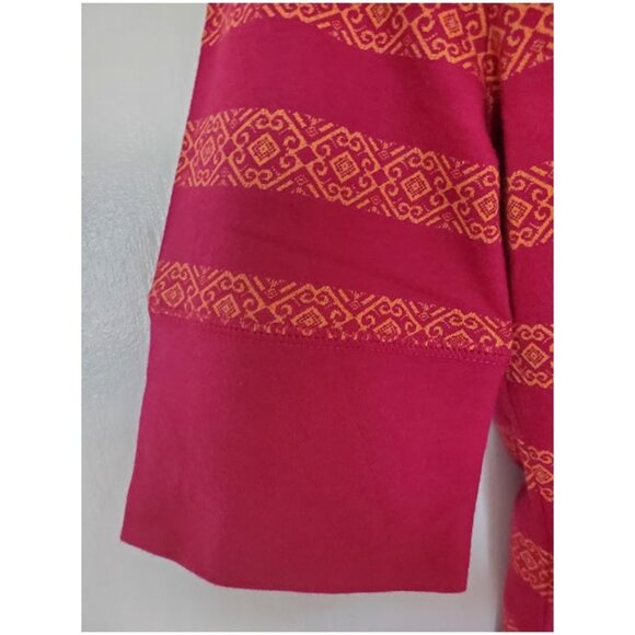NWT Mossimo Vibrant Berry Striped Elbow Sleeve Round Neck Tee Shirt - Size M - Picture 6 of 9